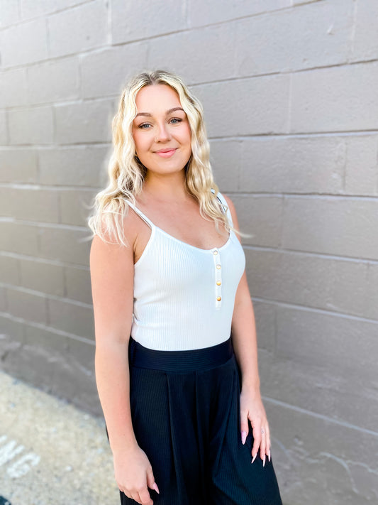 Simply Me White Ribbed Knit Bodysuit