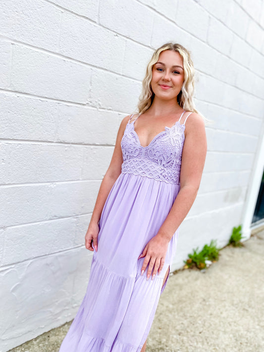 Lavender Fields Bralette Tiered Midi Dress