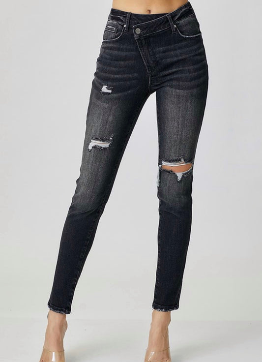Trinity High Rise Crossover Relaxed Skinny Jeans