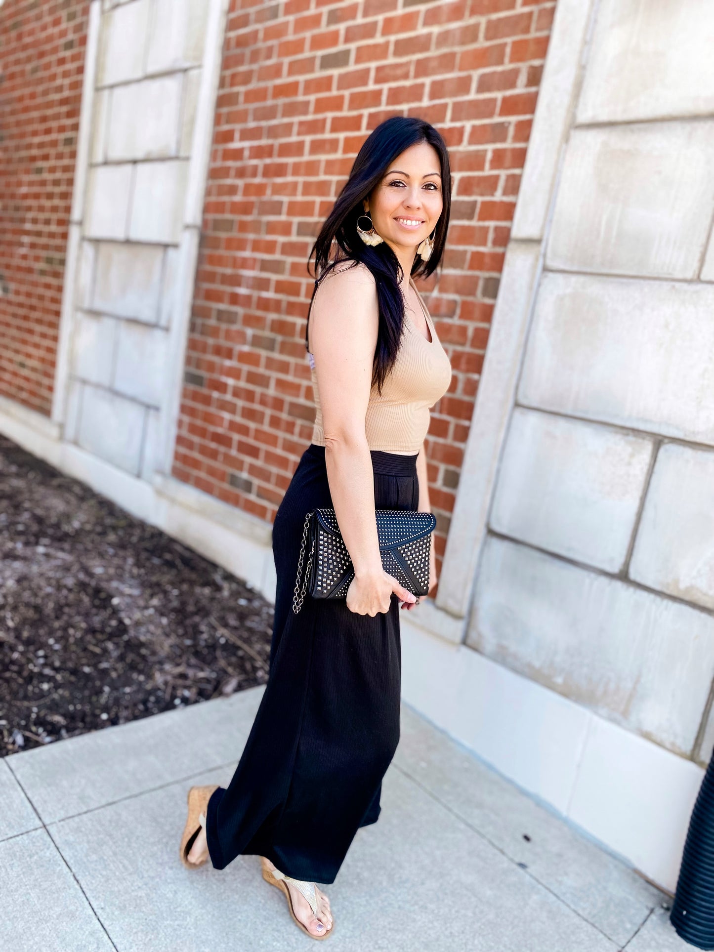 Downtown Stroll Black Wide Leg Pants with Pockets