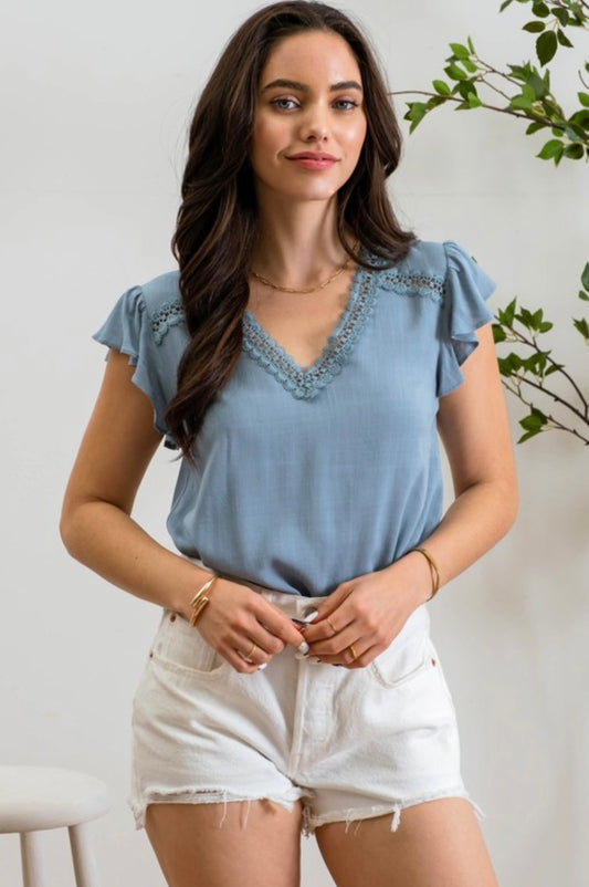 By The Sea Ruffle Top