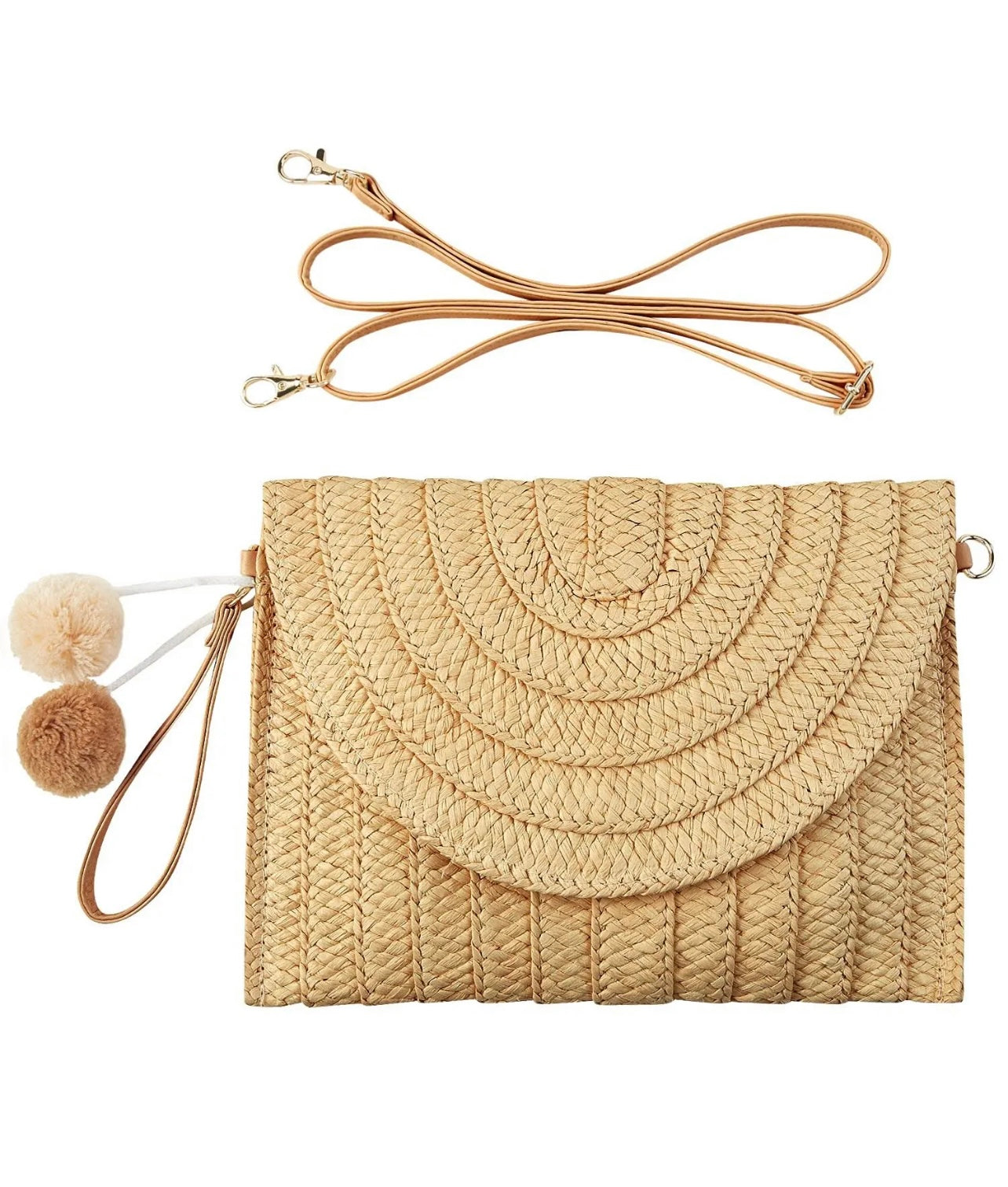 Straw woven clutch