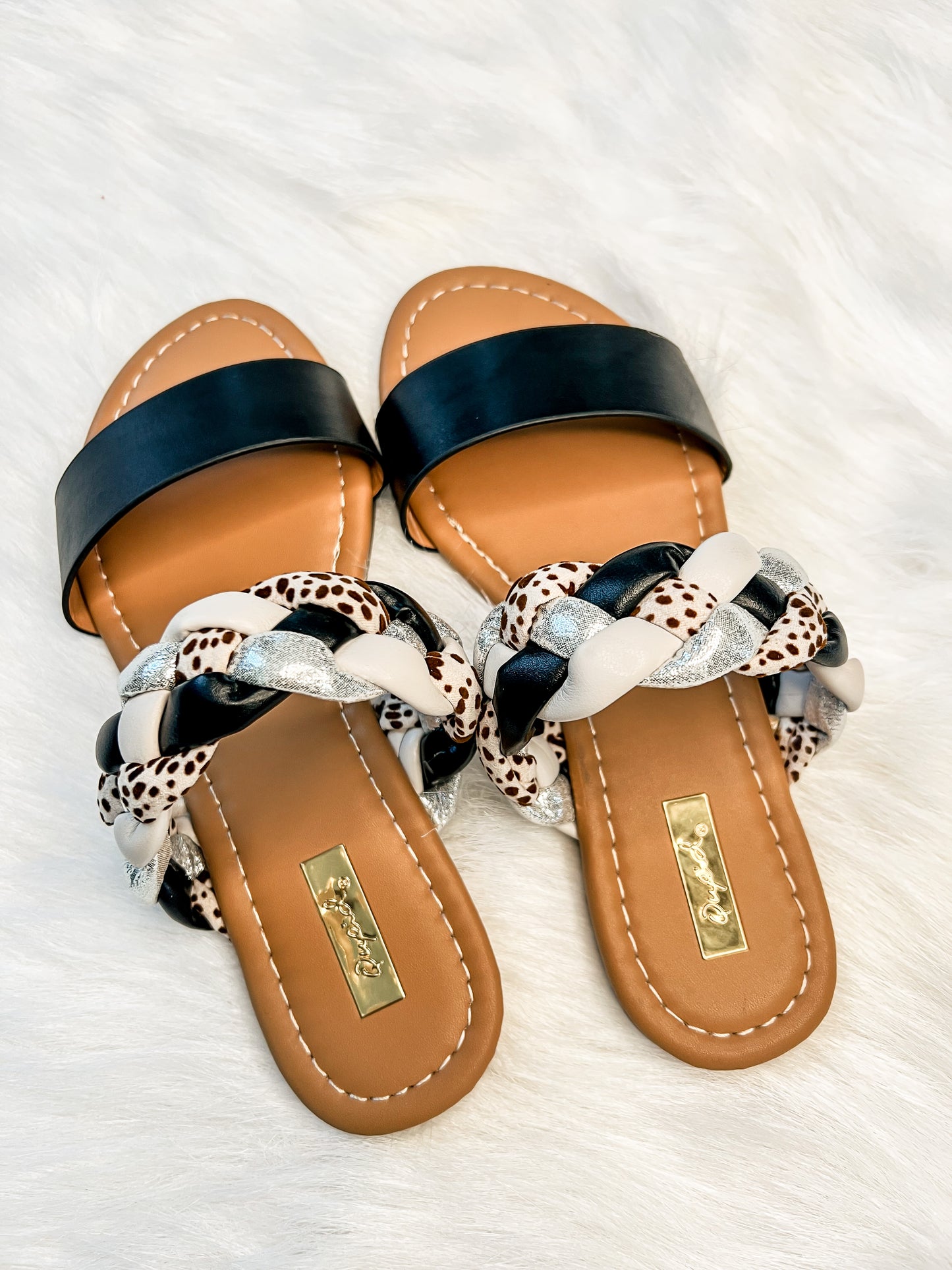 Bailey Leopard black braided sandals